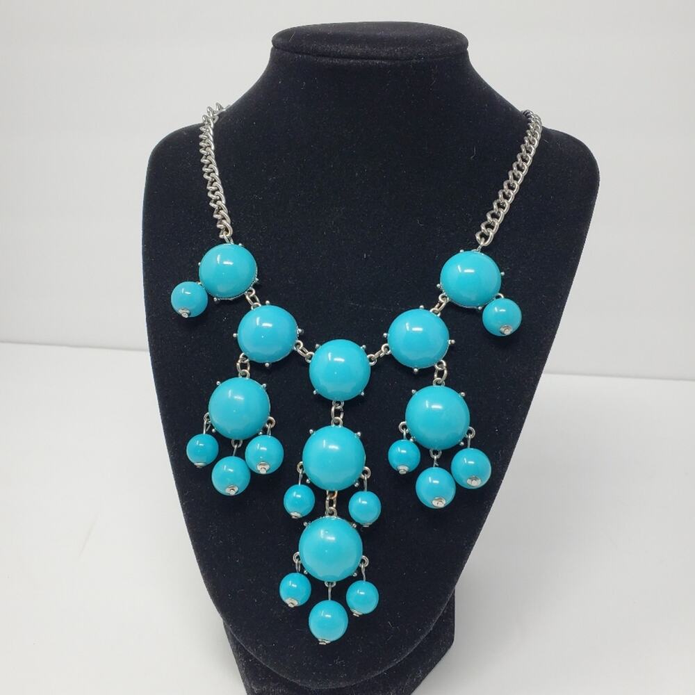 J Crew Bib necklace with chunky plastic Beads with adjustable 16" chain